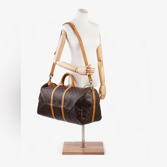 Louis Vuitton Monogram Canvas Keepall Boston Bandouliere 55 Travel Tote Bag - Picture 2 of 14